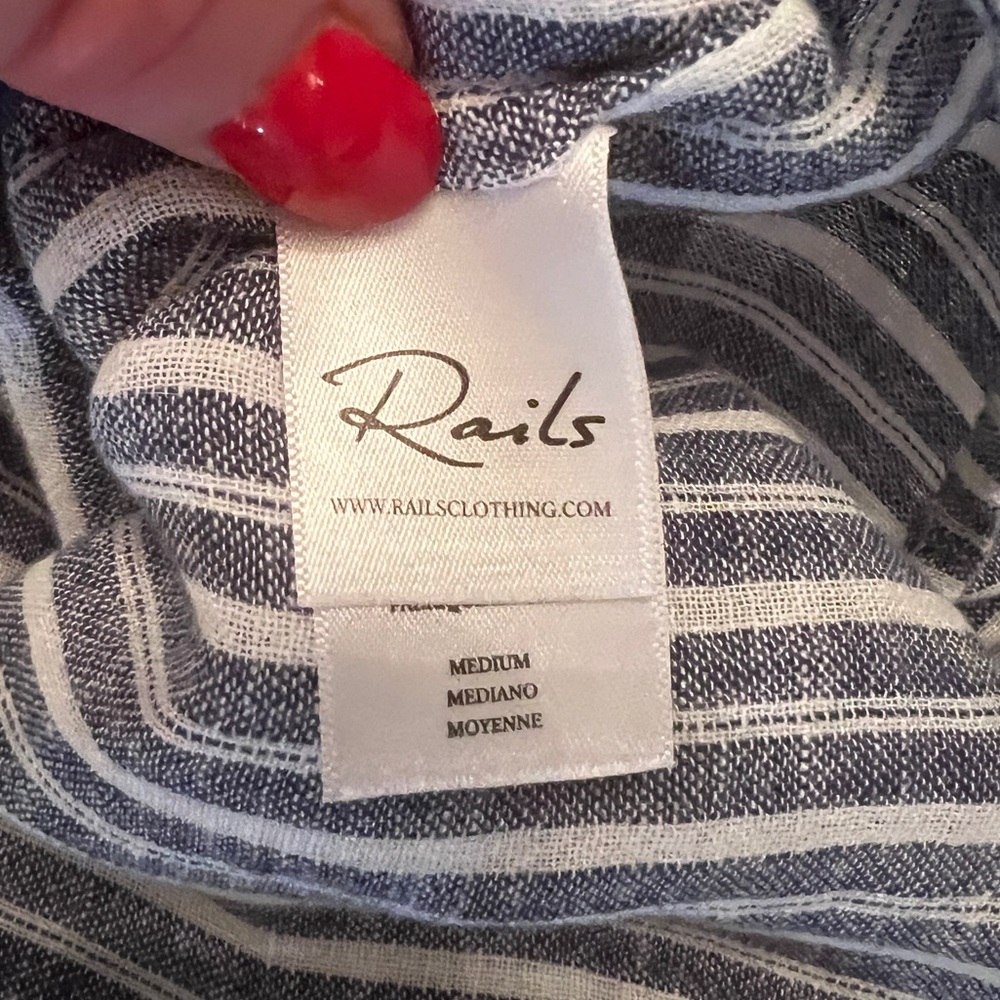 Rails Jasmine Tibet Striped Linen Smocked Dress L… - image 8